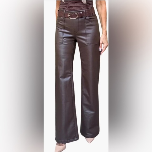 Bevy Flog Christine Vegan Leather Pants Brown Size 27 - Picture 1 of 9